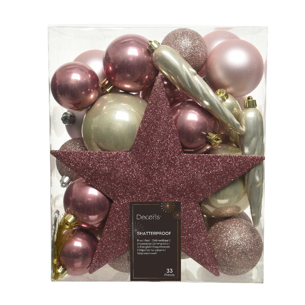 Kit De Décoration De Sapin De Noël Novae Multi Rose Poudré/Perle/ Vieux Rose 3 Kit De Décoration De Sapin De Noël Novae Multi Rose Poudré/Perle/ Vieux Rose