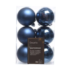 Lot De 12 Boules De Noël (D60 Mm) Alpine Bleu Nuit