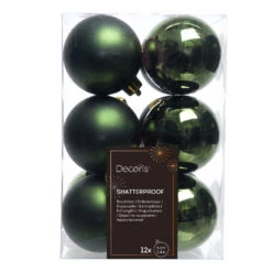 Lot De 12 Boules De Noël (D60 Mm) Alpine Vert Sapin