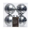 Lot De 4 Boules De Noël (D100 Mm) Alpine Argent -Village de Noel 022166