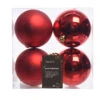 Lot De 4 Boules De Noël (D100 Mm) Alpine Rouge -Village de Noel 022167