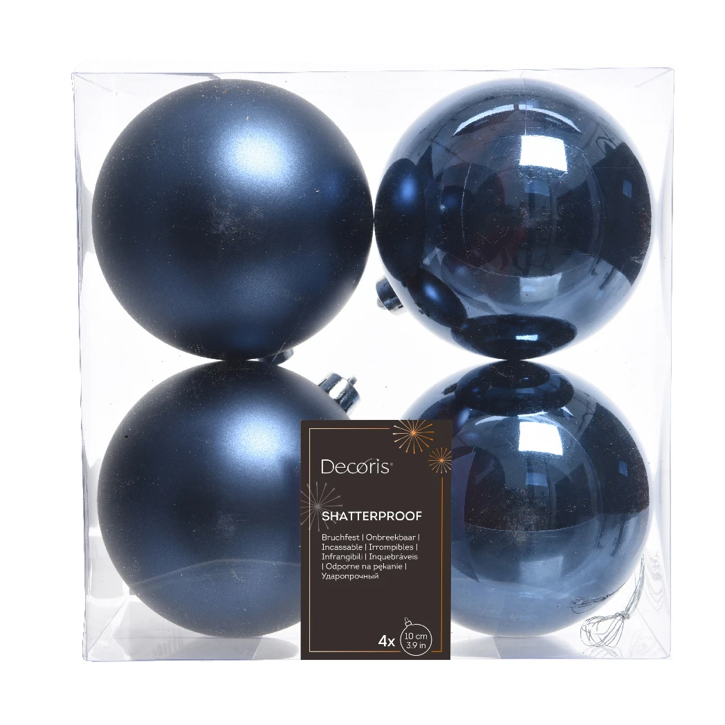 Lot De 4 Boules De Noël (D100 Mm) Alpine Bleu Nuit 3 Lot De 4 Boules De Noël (D100 Mm) Alpine Bleu Nuit