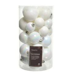 Lot De 30 Boules De Noël Assorties Alpine Blanc Irisé