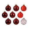 Lot De 13 Boules De Noël (D70 Mm) Cristal En Verre Rouge -Village de Noel 1 3 cristal boule rouge noel verre 128935 1685966621