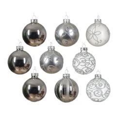Lot De 13 Boules De Noël (D70 Mm) Cristal En Verre Argent