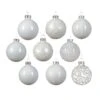 Lot De 13 Boules De Noël (D70 Mm) Cristal En Verre Blanc