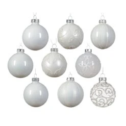 Lot De 13 Boules De Noël (D70 Mm) Cristal En Verre Blanc