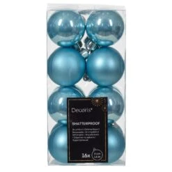 Lot De 16 Boules De Noël (D40 Mm) Alpine Bleu Vaporeux