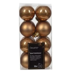 Lot De 16 Boules De Noël (D40 Mm) Alpine Brun Gingembre