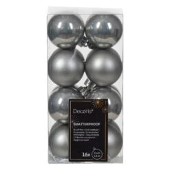 Lot De 16 Boules De Noël (D40 Mm) Alpine Gris Marbre