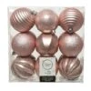 Lot De 18 Boules De Noël (D80 Mm) Anaelle Rose Poudré -Village de Noel 1 8 boule incassable paillettes 4 fleur 4 rayures vertic 2 rayures larges dia8 00cm rose poudre 100921 1624281045