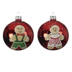 Lot De 6 Boules De Noël En Verre (D80 Mm) Petit Biscuit Rouge -Village de Noel 1 bo te 6 en verre boule verre brillant garcon p epice fille 2ass dia8 00cm rouge no l 116326 1653903783