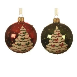 Lot De 6 Boules De Noël En Verre (D80 Mm) Sapin De Fête Rouge