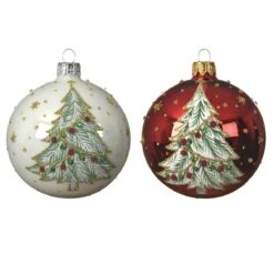 Lot De 6 Boules De Noël En Verre (D80 Mm) Sweety Rouge