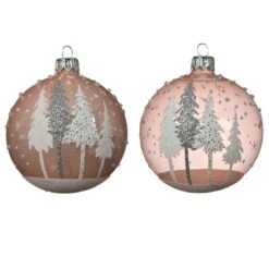 Lot De 6 Boules De Noël En Verre (D80 Mm) Pia Rose Poudré