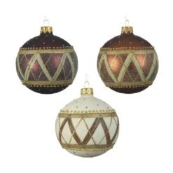 Lot De 6 Boules De Noël En Verre (80 Mm) Elia Cannelle