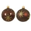 Lot De 6 Boules De Noël En Verre (D80 Mm) Astre Acajou -Village de Noel 1 bo te 6 en verre boules verre brillant mat etoile et pois 2ass dia8 00cm acajou 116059 1653914794