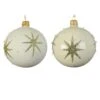 Lot De 6 Boules De Noël En Verre (D80 Mm) Astre Blanc Laine -Village de Noel 1 bo te 6 en verre boules verre brillant mat etoile et pois 2ass dia8 00cm blanc laine 116038 1653914936