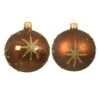 Lot De 6 Boules De Noël En Verre (D80 Mm) Astre Cannelle -Village de Noel 1 bo te 6 en verre boules verre brillant mat etoile et pois 2ass dia8 00cm cannelle 116065 1653914040