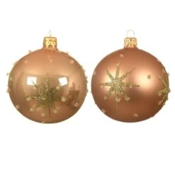 Lot De 6 Boules De Noël En Verre (D80 Mm) Astre Caramel