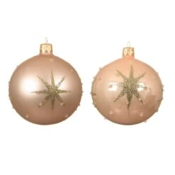 Lot De 6 Boules De Noël En Verre (D80 Mm) Astre Perle