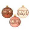 Lot De 6 Boules De Noël En Verre (D80 Mm) Dentelie Rose Poudré