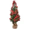 Sapin De Noël Artificiel Lumineux Decoré Rouge H60 Cm Blanc Chaud -Village de Noel 1 diy mini arbre decoration rouge micro led bo int rieur dia36 00 h60 00cm 20l vert rouge 116302 1653904223