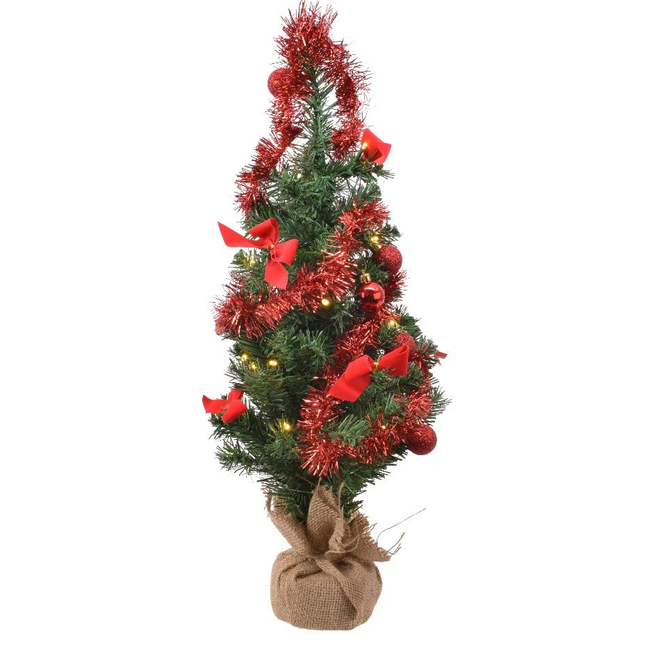 Sapin De Noël Artificiel Lumineux Decoré Rouge H60 Cm Blanc Chaud 3 Sapin De Noël Artificiel Lumineux Decoré Rouge H60 Cm Blanc Chaud