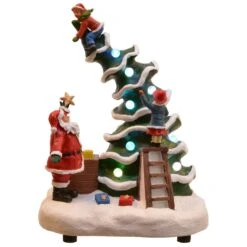 Scène De Vie Illuminée Et Musicale à Piles Père-Noël Fun