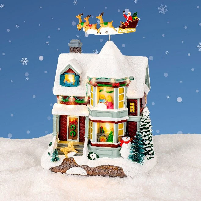 Maison De Village Illuminée à Piles Soir De Noël 3 Maison De Village Illuminée à Piles Soir De Noël