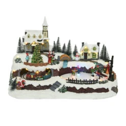 Village De Noël Lumineux Et Musical Eglise Sur La Colline