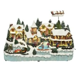 Village De Noël Lumineux Et Musical Enneigé -Village de Noel 1 micro led scene int rieur l32 00 w53 00 h40 00cm 43l blanc chaud 102559 1623335435