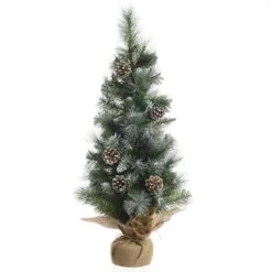 Sapin Artificiel De Noël Sweden H60 Cm Vert Enneigé -Village de Noel 1 mini sapin aiguilles dure givr sapin pliable d sac jute 60 branches 40cm 60cm vert blanc 54272