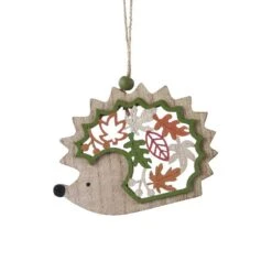 Suspension Hérisson De Noël Multicolore -Village de Noel 1 mod a figurine contreplaque hedgehog maple leaf 128445 1685543426