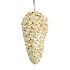 Pomme De Pin De Noël à Suspendre En Paille Or