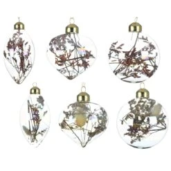 Lot De 12 Boules De Noël (D80 Mm) En Verre Gypsophile Transparent -Village de Noel 1 ornement verre gypsophile 6ass 128490 1687167018