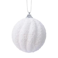 Lot De 12 Boules De Noël (D80 Mm) Etincelle Blanc