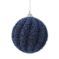Lot De 12 Boules De Noël (D80 Mm) Etincelle Bleu Nuit
