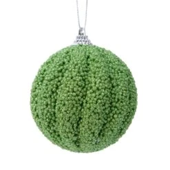 Lot De 12 Boules De Noël (D80 Mm) Etincelle Vert Gui