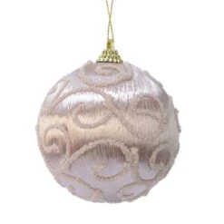 Lot De 12 Boules De Noël (D80 Mm) Cyria Perle -Village de Noel 1 plateau a 12 boule mousse tissu volute dia8 00cm perle 116308 1653904132