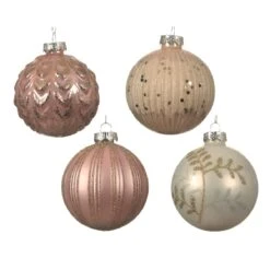 Lot De 12 Boules De Noël En Verre Eva Rose Clair