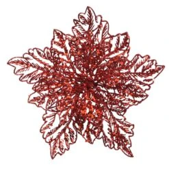 Fleur De Noël Poinsettia à Paillettes Rouge