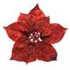 Poinsettia De Noël Pailletée Glit (26 Cm) Sur Clip Rouge -Village de Noel 1 poinsettia pes s clip a paill 26x26x7cm rouge 70625