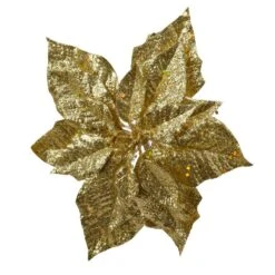 Poinsettia De Noël Pailletées (D23 Cm) Sur Clip Or