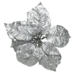 Poinsettia De Noël (D26 Cm) Sur Clip Argent