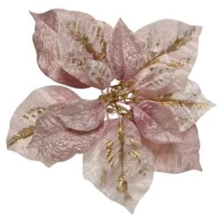 Poinsettia De Noël Sur Clip (D26 Cm) Sur Clip Rose Poudré