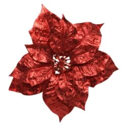 Poinsettia De Noël (D26 Cm) Sur Clip Rouge