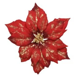 Poinsettia De Noël Velours Sur Clip Rouge