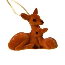 Suspension Syama De Noël Marron Clair -Village de Noel 1 renne plastique flock l10 00 w5 50 h9 00cm brun brun mele 115438 1653990314