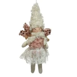 Fillette Mouton De Noël à Suspendre Blanc -Village de Noel 1 suspension polyester peluche mouton 2ass l4 00 w6 00 h21 00cm assortie blanc 115612 1653985278